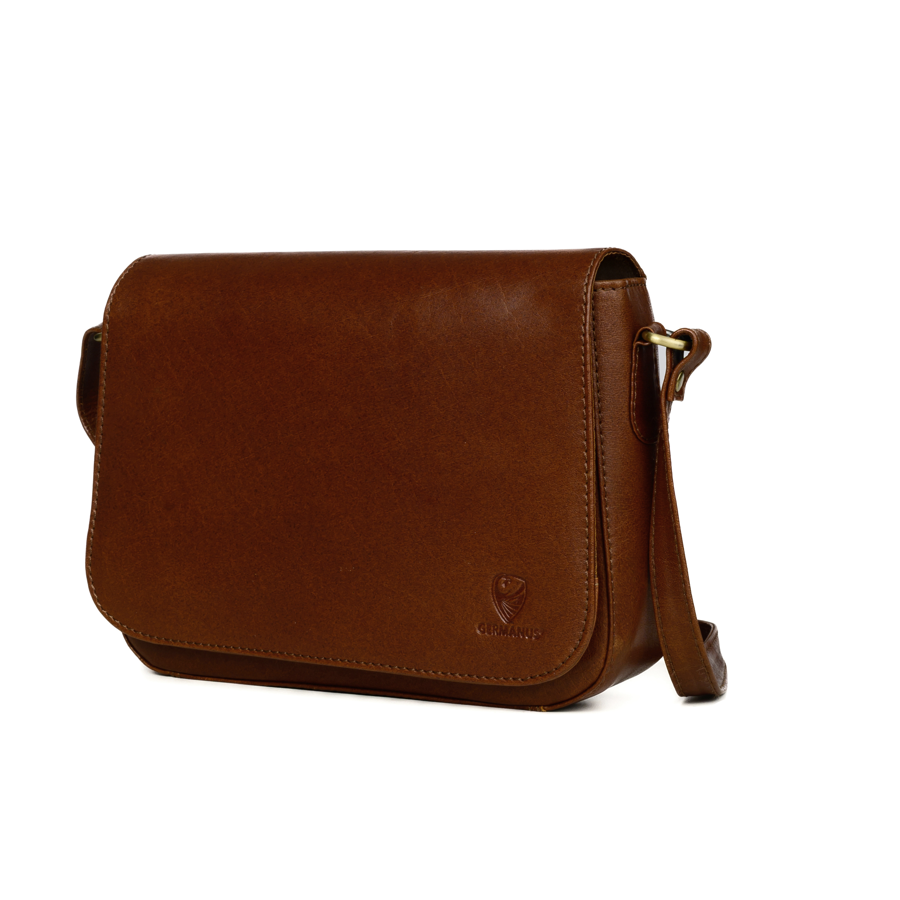 GERMANUS Damen Handtasche Umhängetasche Anna aus Echtleder, braun